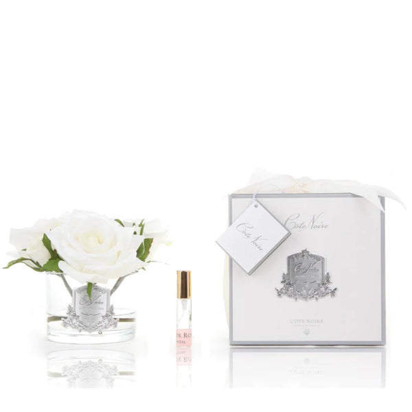 Cote Noire Perfumed Natural Touch Five Roses Ivory White (Silver & Clear Glass) - Beauty Affairs1