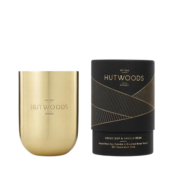 Hutwoods Luxury Candle Cedar Leaf & Vanilla Bean (350g) - Beauty Affairs 1